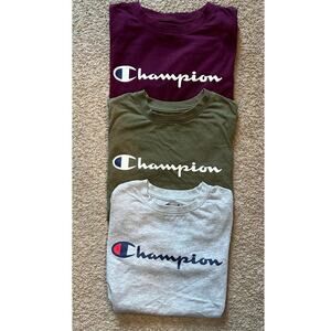 Champion Script Logo Crew Neck Athletic T-Shirt Set of 3 Multicolor Boys L/XL